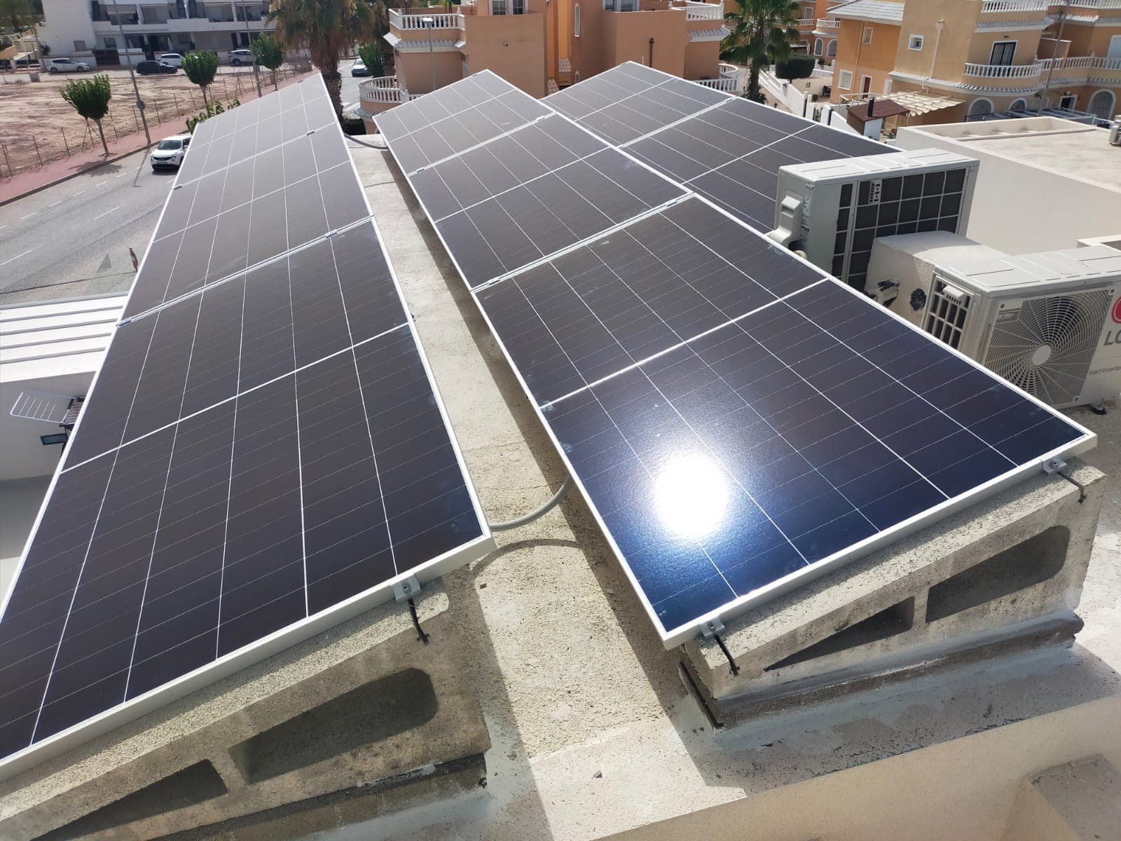Solar panels on a roof in Spain