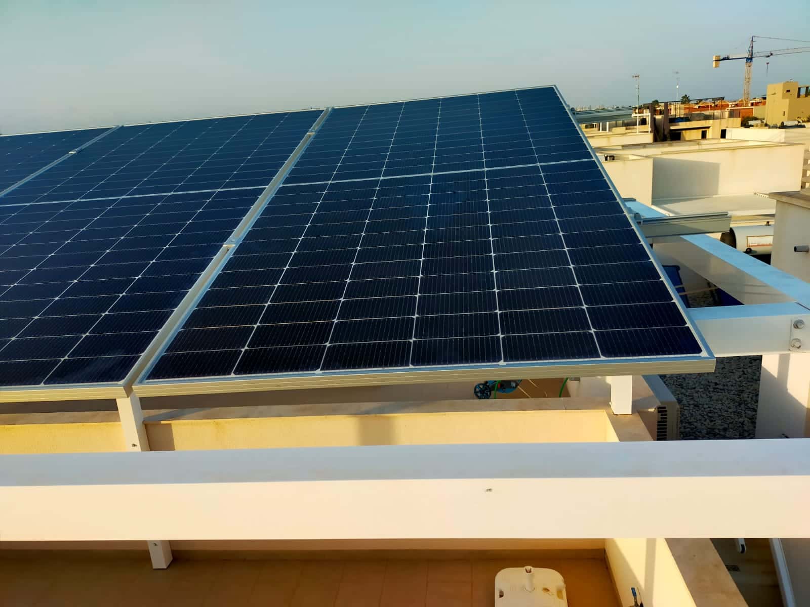 Solar panels in the late afternoon sun