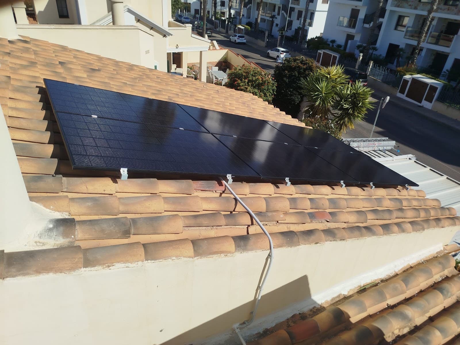 Solar panels on the roof of a customer’s home, installed by Sunrise Energy
