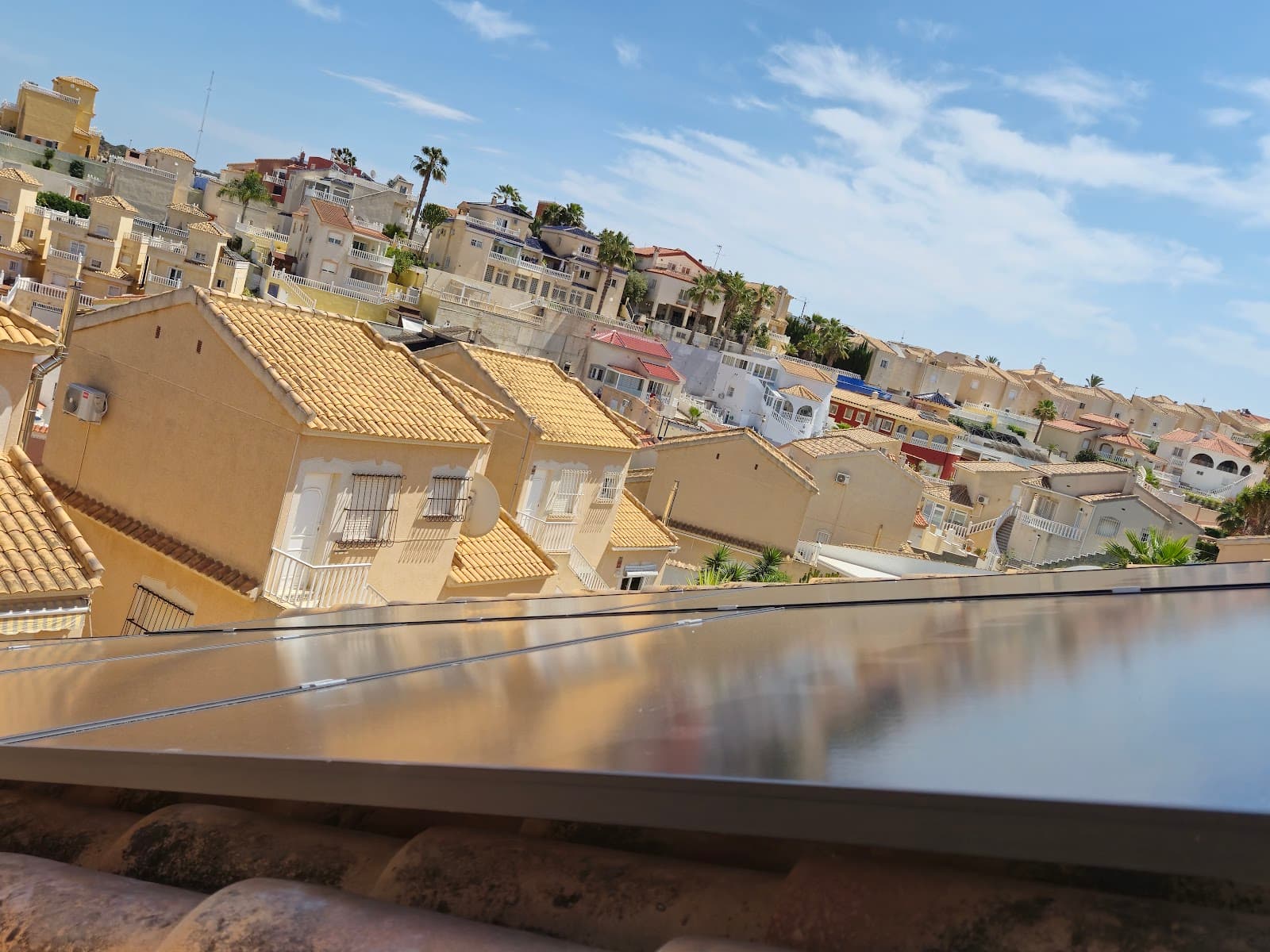 Solar panels on the roof of a customer’s home in Rojales, installed by Sunrise Energy