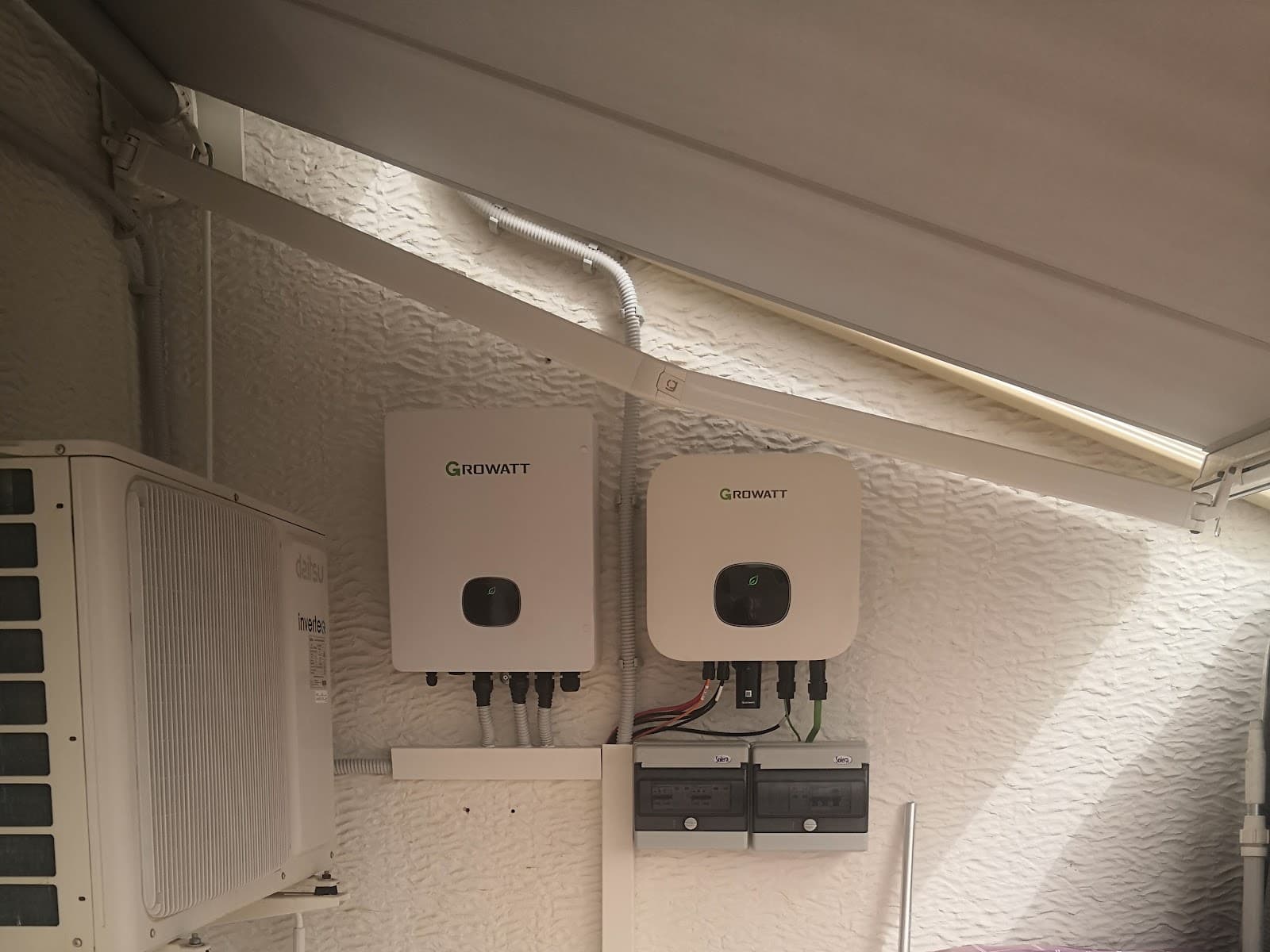 The inverter and back-up switch box on the wall