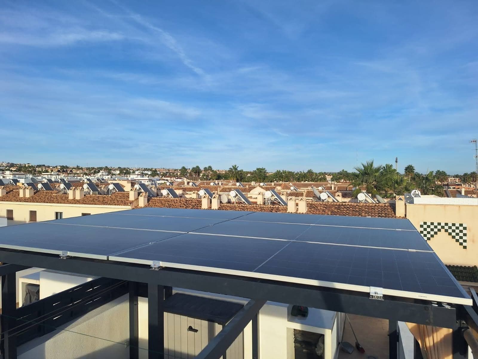 Solar panels on the roof of a customer’s home, installed by Sunrise Energy