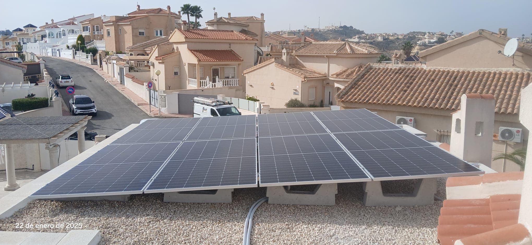 Rooftops with solar panels in a Costa Blanca town
